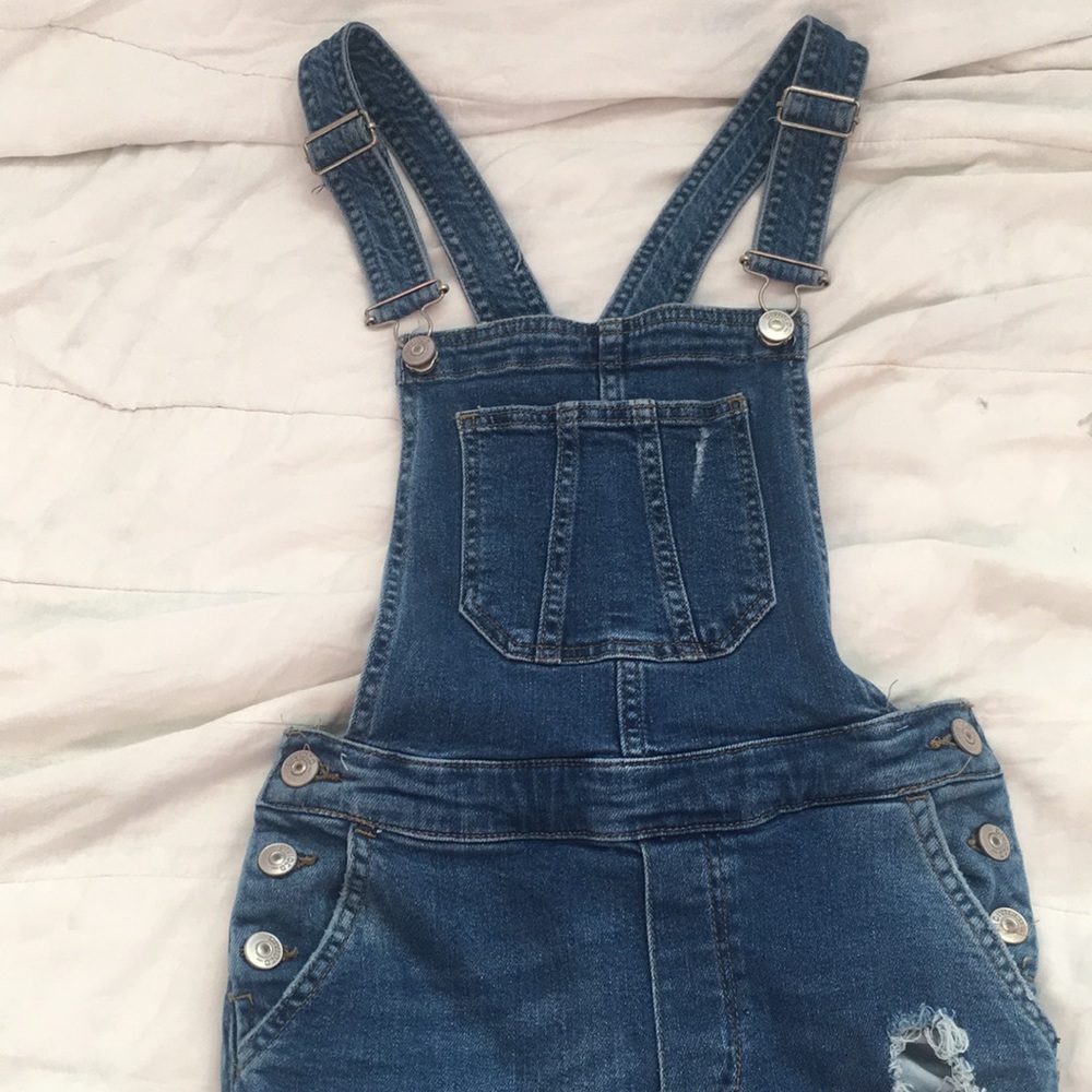Blue denim overalls. Size 4. Worn once. Forever 21